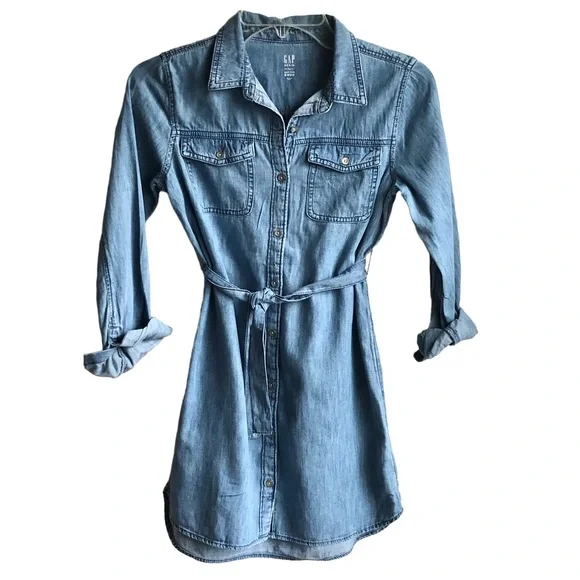 gap girls denim dress Gap Factory Babygap Ruffle Denim Dress Medium Wash Size 12-18 M